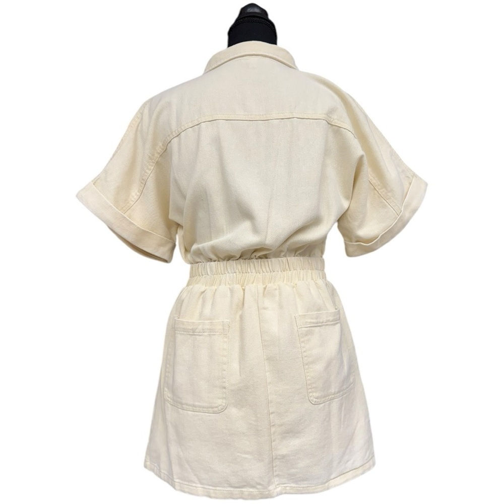 White Birch Cream Utility Romper Dress Size Small Casual Summer Denim Romper - Picture 6 of 11